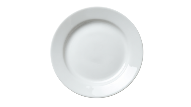 White dinner plate on an isolated background, perfect for showcasing culinary creations.