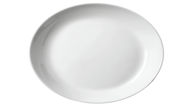 White oval plate isolated on a white background.