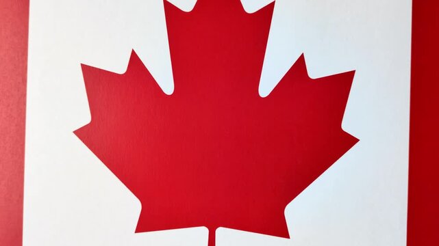 Canadian national flag in red and white color as a symbol of independence. Flag of Canada