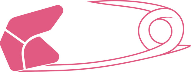 Simple pink safety pin illustration on a white background