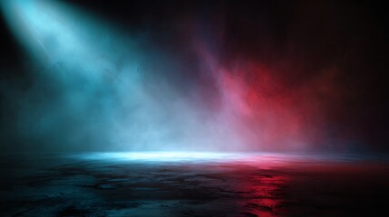 Naklejka premium Dramatic Stage Lighting with Red and Blue Smoke image photo