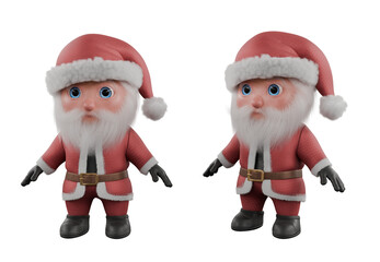 Cute 3D Santa Claus Mascot for Christmas isolated on white.