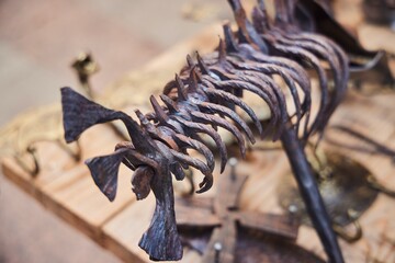 The result of the blacksmith's work, forged parts in close-up