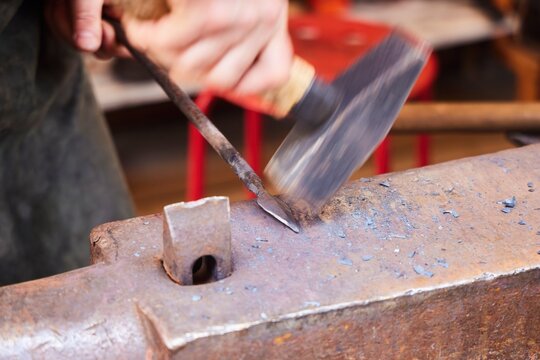Blacksmith's work, forged arrow close-up