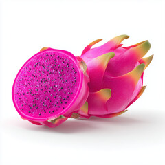 Dragon Fruit in Studio: A vibrant display of dragon fruit, its alluring fuchsia hue and striking textures, expertly showcased in a studio setting.
