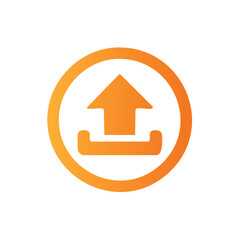 Orange upload icon with circular gradient and arrow pointing upwards inside a rounded square