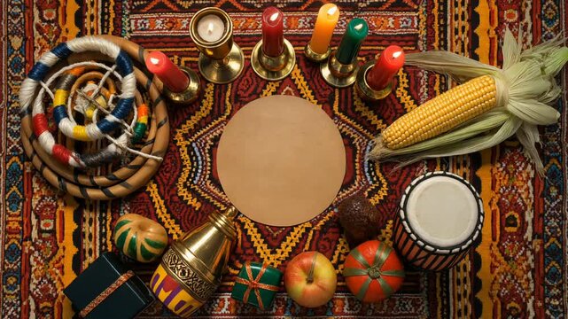 Kwanzaa Celebration Setup A Cultural Gathering of Festive Symbols and Traditions