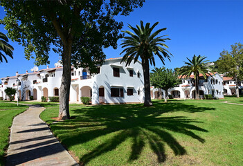 Obraz premium Son Bou, Alaior region, Menorca, Balearic Islands, Spain, Europe : Modern but in traditional Spanish architecture style holiday houses