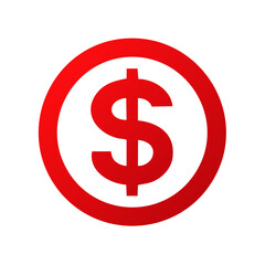 Obraz premium Red dollar sign in a circle symbol for finance and money concepts