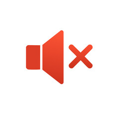 Obraz premium Red mute speaker icon indicating no sound or silenced audio in a modern user interface design