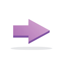 Vibrant purple 3D arrow icon indicating direction or progress forward