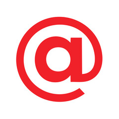 Fototapeta premium Bright Red At Sign Icon Symbol Graphic for Digital Media and Business