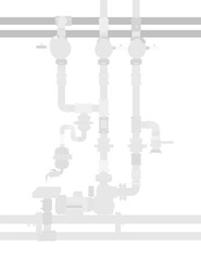 A water supply system diagram with pipes, valves, and an electric pump engine in silhouette. This technical illustration details the components for efficient water distribution.