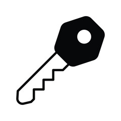 Key  icon with white background vector stock illustration