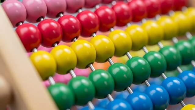 Colorful Abacus Rows of Rainbow Beads for Learning Counting.