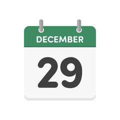 12月29日･December 29の日めくりカレンダーのアイコン - 12/29の日付入り英語の暦