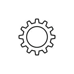 Simple black outline gear icon isolated on white background