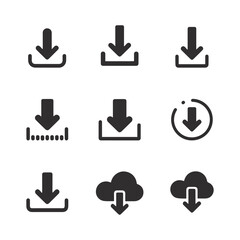 Minimalist download icons set  for apps, websites, and branding.