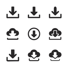 Minimalist download icons set  for apps, websites, and branding.