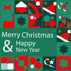 Merry Christmas brochure cover set in flat design. Poster templates with Christmas decor, holiday, socks and santa. Vector.