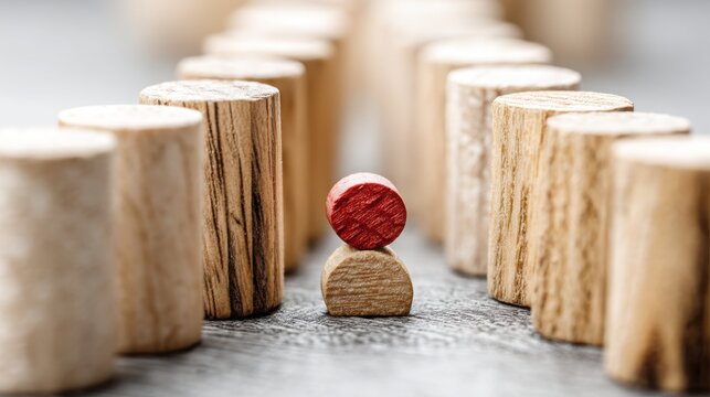 Red heart positioned on a wooden block symbolizing emotional resilience and the concept of stop loss strategies - Powered by Adobe