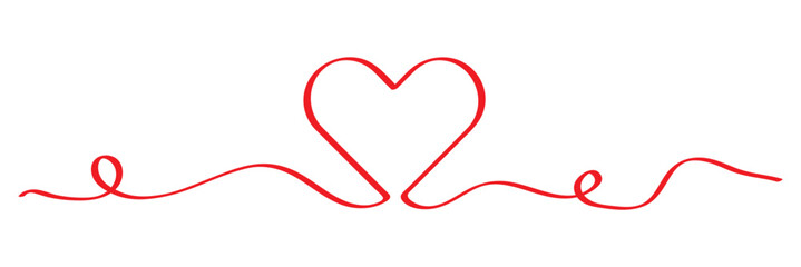 Heart hand drawn. Heart continuous line drawing. Single contour heart for love design. Editable stroke. Single doodle heart continuous wavy line art drawing on white background. Hand drawn linear love