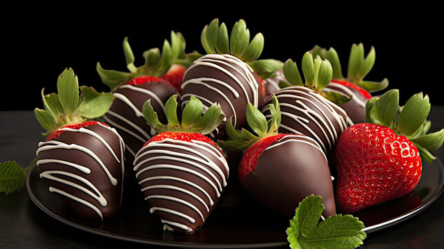Dark Chocolate-Covered Strawberries on Pure White Background