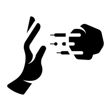 hand throw stone glyph icon