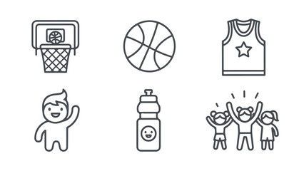 Obraz premium Basketball Icons Featuring Team, Athlete, and Fan Elements