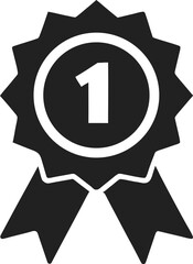 first place award ribbon silhouette vector illustratio on white background