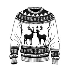 Knitted Christmas sweater with reindeer and snowflake patterns. Concept of winter fashion and festive cozy wear - tradition - holiday