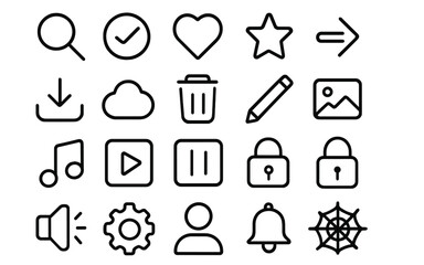 Essential outline user interface icons for modern web and mobile application design