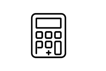 Minimalist outline icon of a pocket calculator used for mathematical calculations and accounting