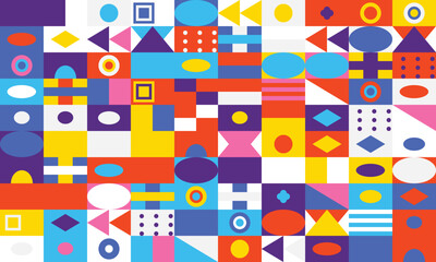 Geometric shapes abstract pattern in vibrant colors background