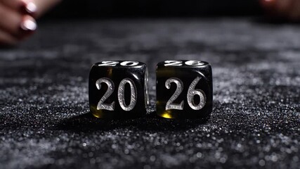 Close Up Hand Rolling Dice Showing 2026 Motion Blur