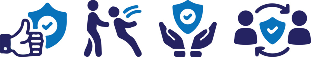 trust bule icons set 