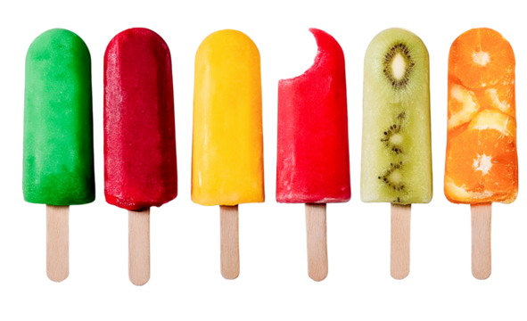 colorful fruit popsicles on a black background