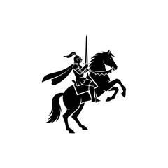 Silhouette of a Knight on Horseback with Sword Raised.