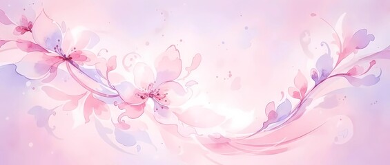 幻想的なピンクの花の背景イラスト