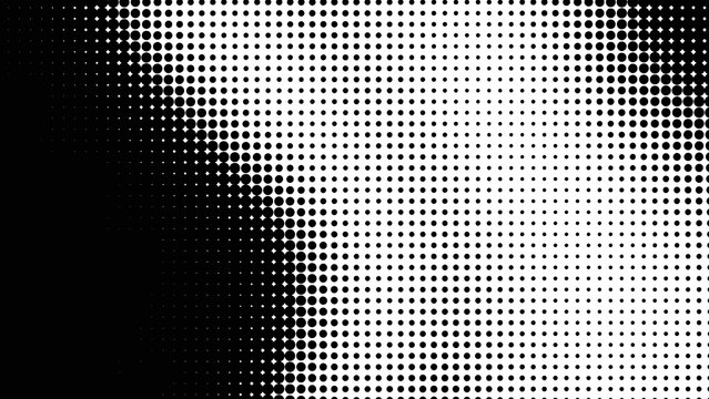 Classic black and white circular halftone gradient transitioning from solid black to white for comic or retro background