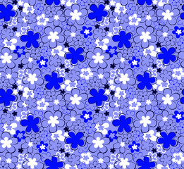 Delightful floral pattern design in vibrant blue hues, perfect for textiles, wallpaper, and creative projects adding a touch of spring's freshness now