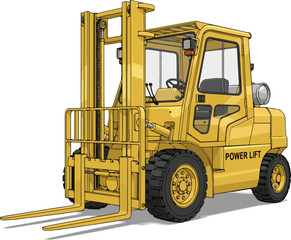 High-Detail Yellow Forklift 3D Vector Rendering