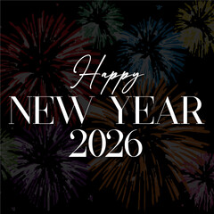 Fireworks on Black &ndash; Happy New Year 2026