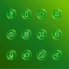 Vector set of menu interface icons with glass effect