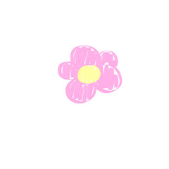 Cute Pink Doodle Flower Illustration