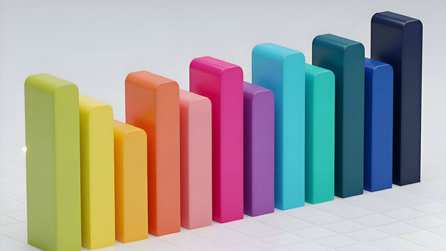 Colorful rectangular blocks arranged in a rainbow gradient – modern design elements and color study