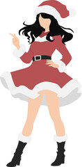 サンタクロースの恰好をした女性のイラスト
