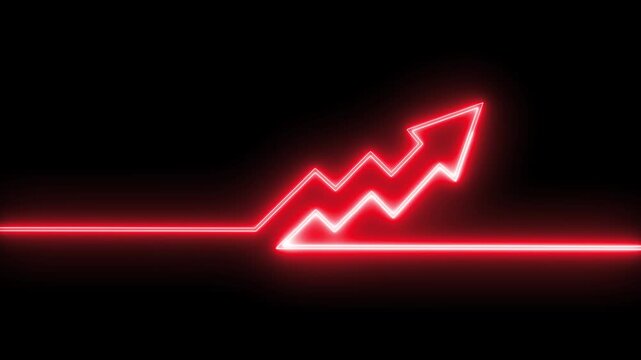 Arrow-shaped neon sign. Neon arrow symbol icon. Directional sign arrow points to the up, Abstract directional neon arrow icon animation ,neon arrow loading ...