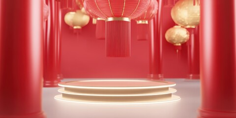 Chinese new year celebration product display podium