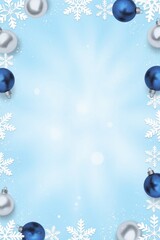 a blue christmas border with snowflakes and ornaments